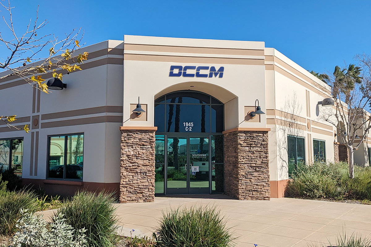 Exterior view of a an office building on a sunny day