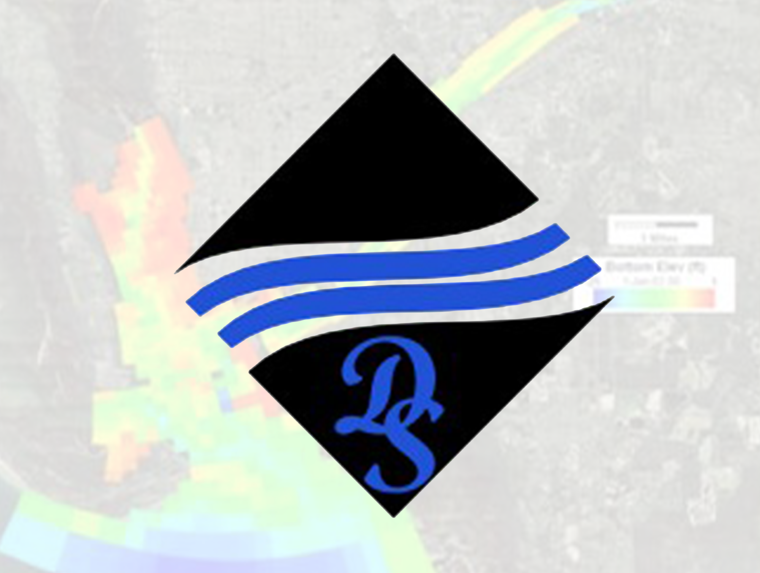 Company logo over a blurred technical mapping background.